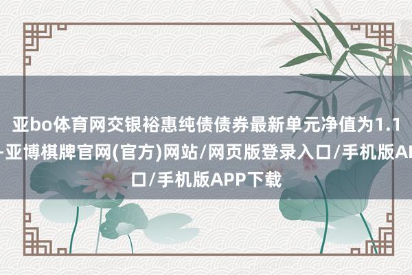 亚bo体育网交银裕惠纯债债券最新单元净值为1.1212元-亚博棋牌官网(官方)网站/网页版登录入口/手机版APP下载