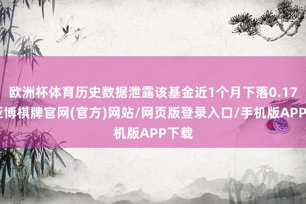 欧洲杯体育历史数据泄露该基金近1个月下落0.17%-亚博棋牌官网(官方)网站/网页版登录入口/手机版APP下载